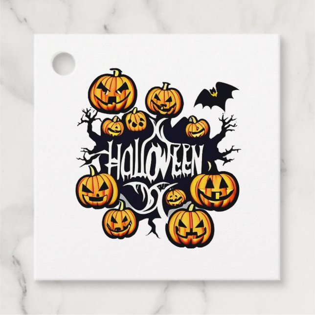 Halloween pumpkins          favour tags (Front)