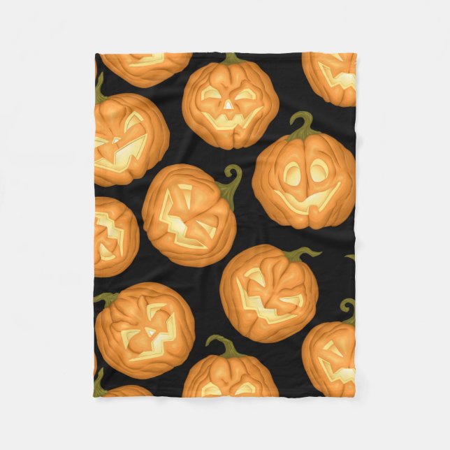 Halloween pumpkins fleece blanket (Front)