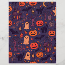 Halloween Pumpkins Ghosts & Cats Scrapbook Paper