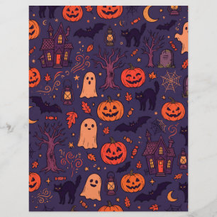 Halloween Pumpkins Ghosts & Cats Scrapbook Paper