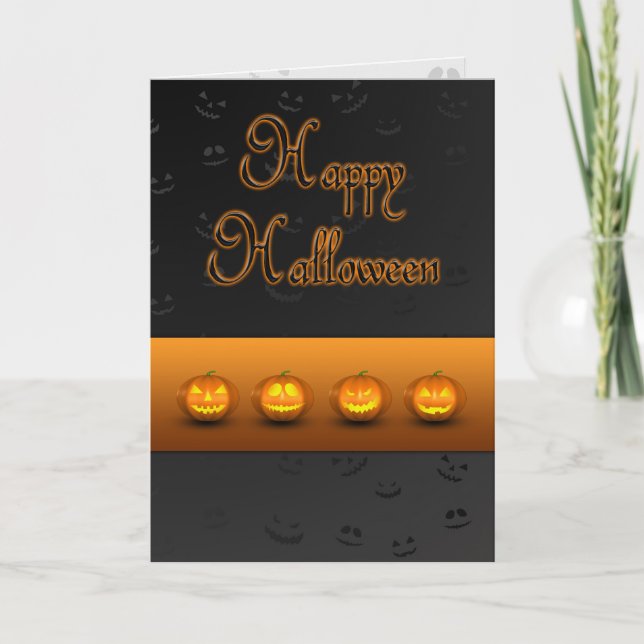 Halloween Pumpkins Jack-o-Lantern Card (Front)