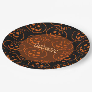 Halloween Pumpkins Jack-O-Lantern Paper Plates