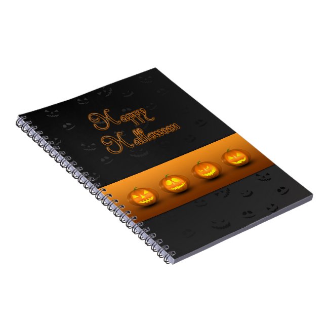 Halloween Pumpkins Jack-o-Lantern Spiral Notebook (Right Side)