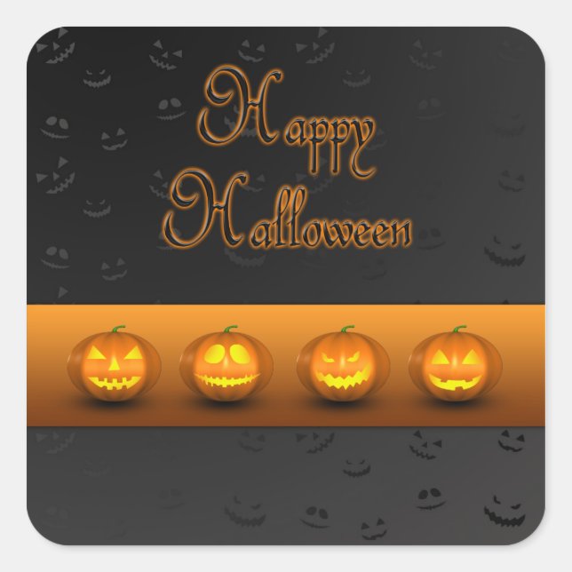 Halloween Pumpkins Jack-o-Lantern Square Sticker (Front)