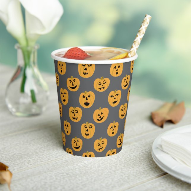 Halloween PUMPKINS Jack-O-Lanterns Paper Cups (Insitu)