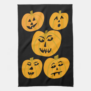 Halloween PUMPKINS Jack-O-Lanterns Tea Towel