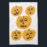 Halloween PUMPKINS Jack-O-Lanterns Tea Towel<br><div class="desc">Decorate your kitchen with this fun pumpkins dish towel. Makes a great seasonal housewarming or wedding gift! 
You can customise it and add text too.
Check my shop for lots more colours and patterns!</div>