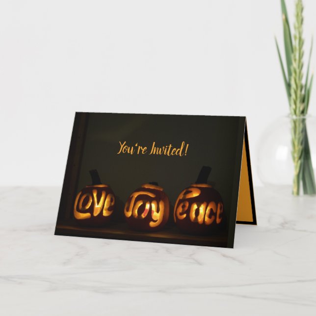 Halloween Pumpkins Love Joy Peace Party Invitation (Front)
