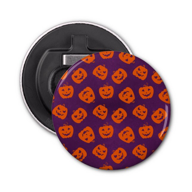 Halloween Pumpkins on Purple Background Pattern Bottle Opener (Front)