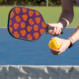 Halloween Pumpkins on Purple Background Pattern Pickleball Paddle