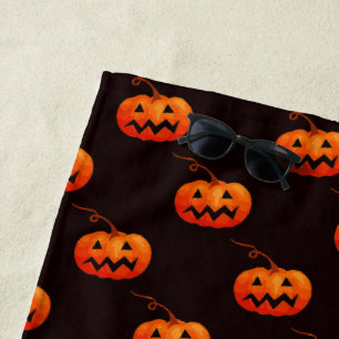 Halloween Pumpkins, Orange Pumpkins Trick Or Treat Beach Towel