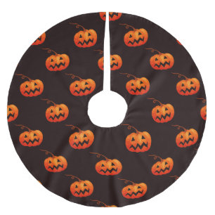 Halloween Pumpkins, Orange Pumpkins Trick Or Treat Brushed Polyester Tree Skirt