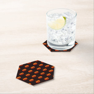 Halloween Pumpkins, Orange Pumpkins Trick Or Treat Paper Coaster