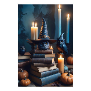 Halloween Pumpkins Owl Cute Spooky Festive Magic Photo Print