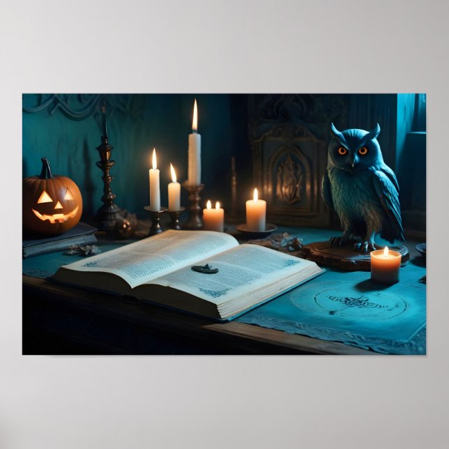 Halloween Pumpkins Owl Cute Spooky Festive Magic Poster (Front)