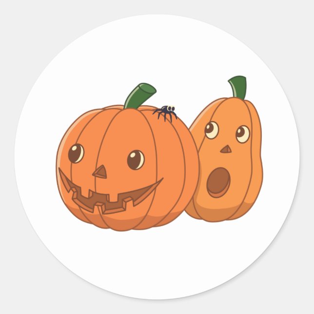 Halloween Pumpkins Pair Classic Round Sticker (Front)
