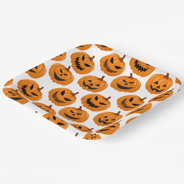Halloween Pumpkins Paper Plates (Angled)