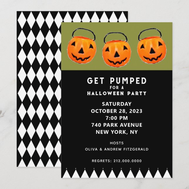 Halloween Pumpkins Party  Invitation (Front/Back)