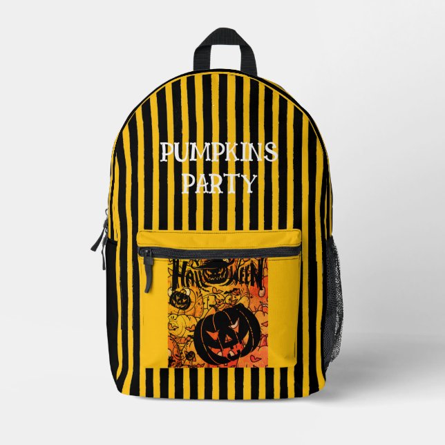 Halloween, Pumpkins Party, Scary,Black Peach  Prin Printed Backpack (Front)