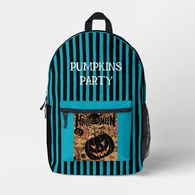 Halloween, Pumpkins Party, Scary,Black Peach  Prin Printed Backpack (Front)