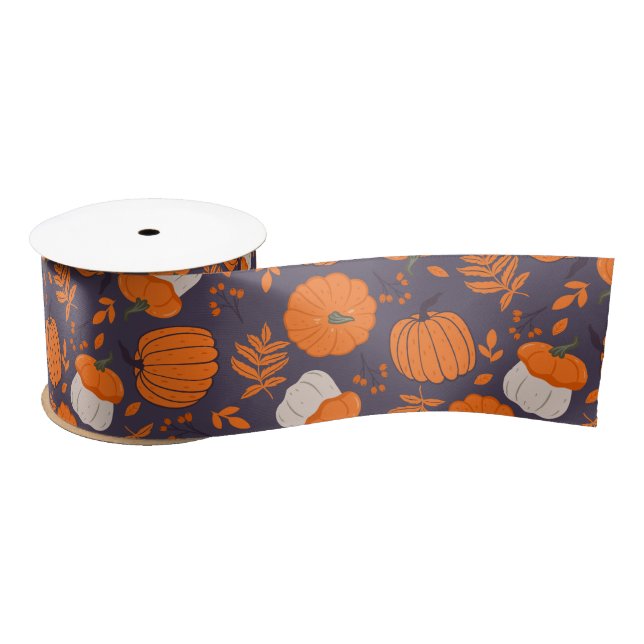 Halloween pumpkins pattern wrapping paper satin ribbon (Spool)