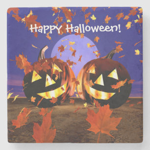 Halloween Pumpkins Playing Stone Coaster