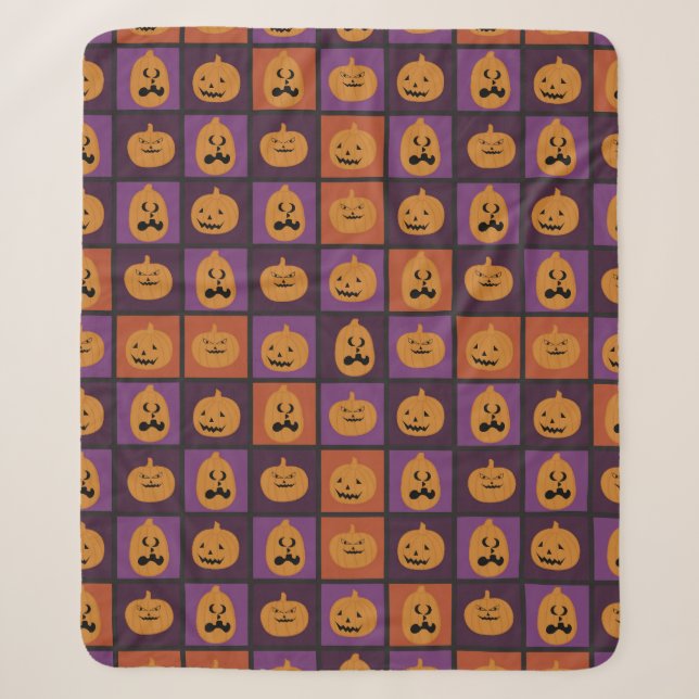 Halloween pumpkins sherpa blanket (Front)