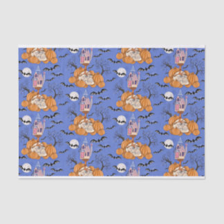 Halloween, pumpkins, skull and bats tissue paper