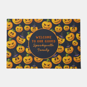 Halloween Pumpkins Welcome To Our Gourd Add Name Doormat