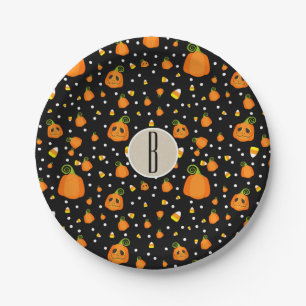 Halloween Pumpkins Whimsical Pattern Party Paper Plate