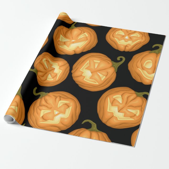 Halloween pumpkins wrapping paper (Unrolled)