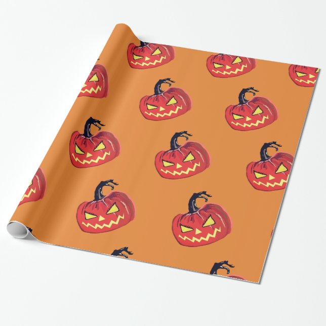 Halloween Pumpkins Wrapping Paper (Unrolled)