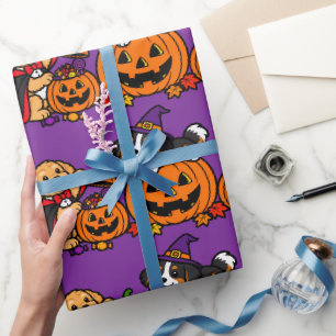 Halloween Puppies and Pumpkins Large Wrapping Paper