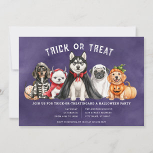 Halloween Puppies Trick or Treat Party Invitation