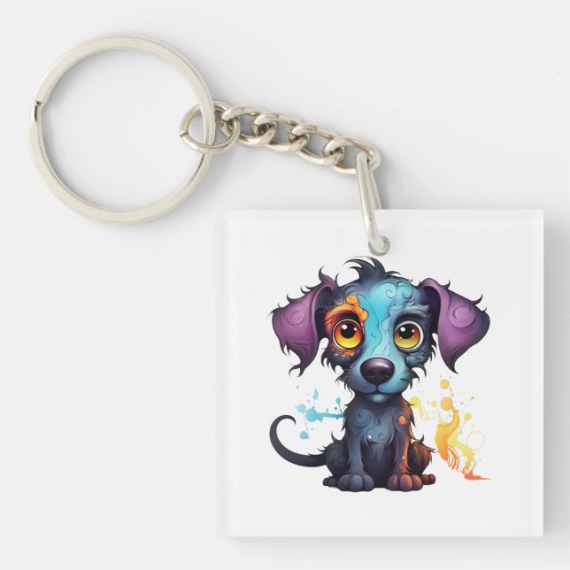 Halloween Puppy #12 Digital Art Key Ring (Front)