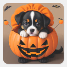 Halloween Puppy in a pumpkin sticker