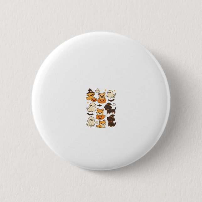 Halloween Puppy Love � Kawaii Dog Art Classic T-Sh 6 Cm Round Badge (Front)