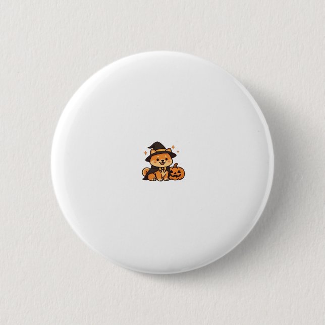 Halloween Puppy Love � Kawaii Dog Art Classic T-Sh 6 Cm Round Badge (Front)