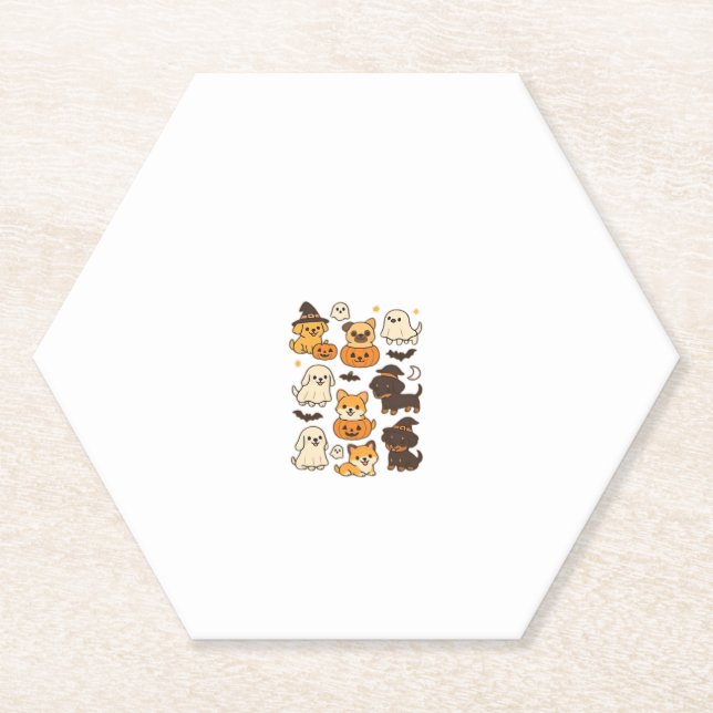 Halloween Puppy Love � Kawaii Dog Art Classic T-Sh Paper Coaster (Front)