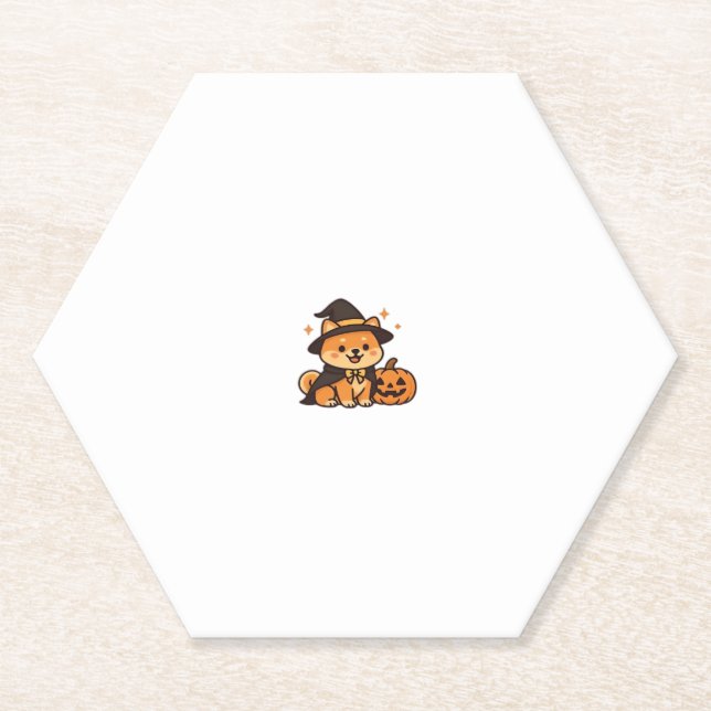 Halloween Puppy Love � Kawaii Dog Art Classic T-Sh Paper Coaster (Front)