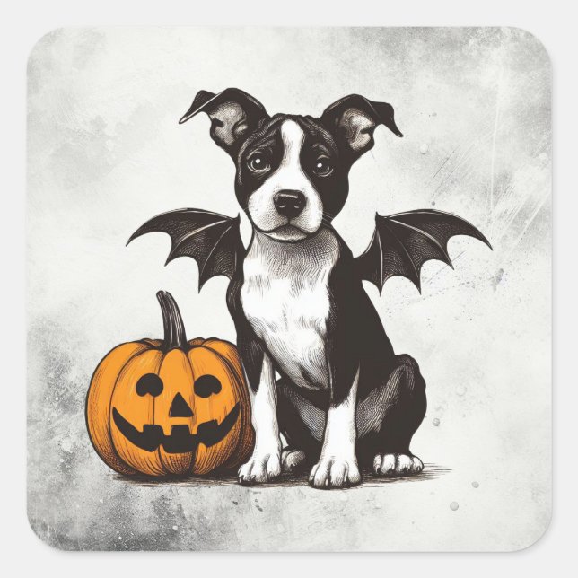 Halloween Puppy Square Sticker (Front)