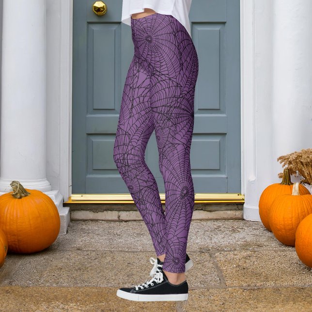 Halloween Purple and Black Spider Web Leggings (Creator Uploaded)