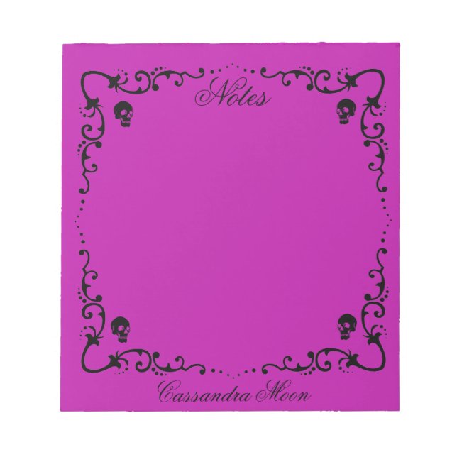 Halloween Purple & Black Magic Border Personalised Notepad (Front)