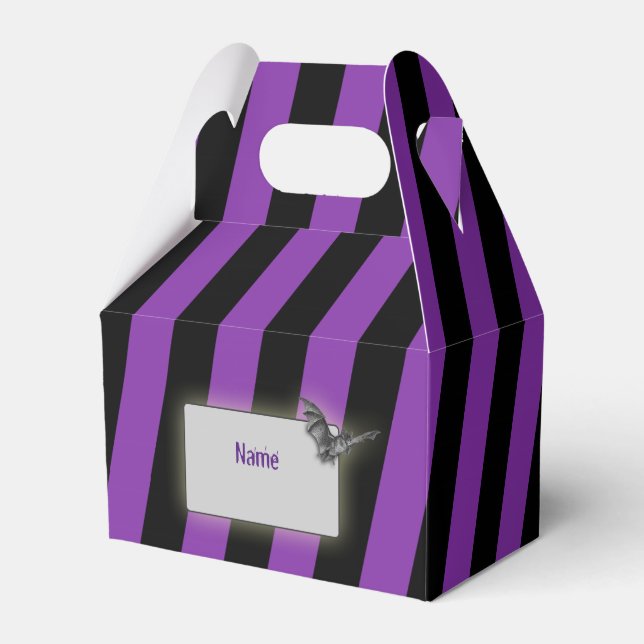 Halloween Purple & Black Striped Treat Box (Front Side)