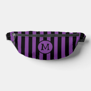 Halloween Purple Black Witch Striped Monogram Bum Bags