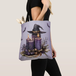 Halloween Purple Candles Bats Spooky Scary Tote Bag