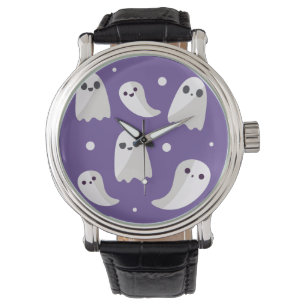 Halloween Purple Cute Ghost Pattern Watch