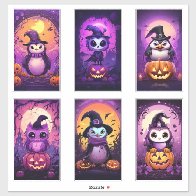 Halloween Purple Emo Penguin with friends (Sheet)