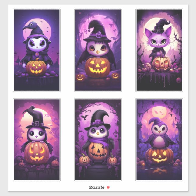 Halloween Purple Emo Penguin with friends 2 (Sheet)