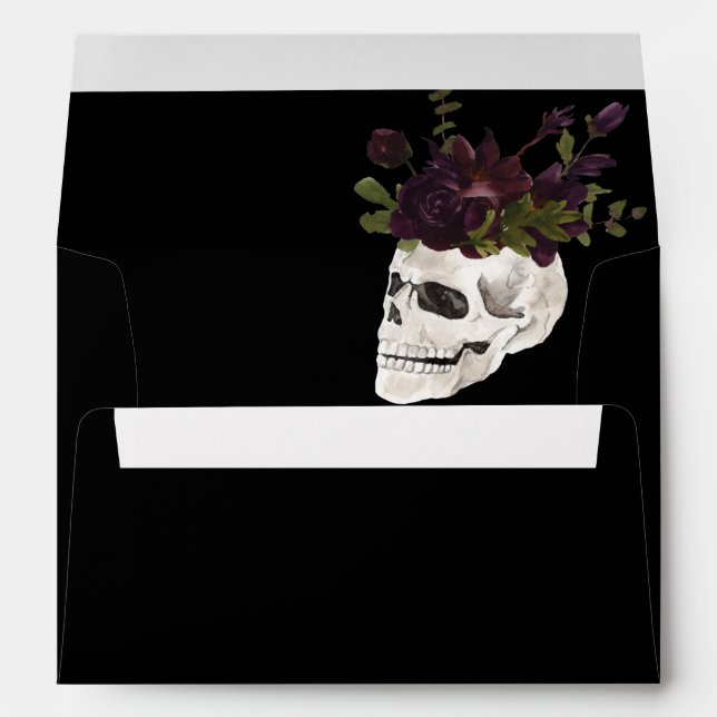 Halloween Purple Floral & Skull Black for writing Envelope (Back (Bottom))
